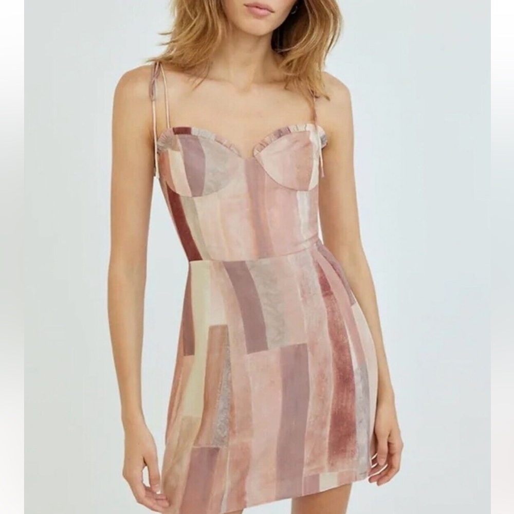 Aritzia Wilfred Fable Dusty Pink Patterned Mini Dress
